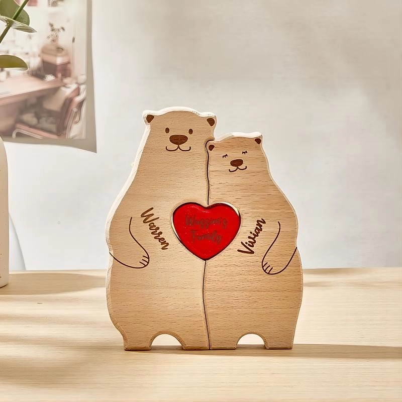 送给家庭的温馨礼物-定制刻字木制熊家族拼图摆件 (3) 送给家庭的温馨礼物-定制刻字木制熊家族拼图摆件 (3)