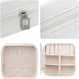 自定义生辰花迷你珠宝收纳盒 便携式旅行珠宝盒（白色） (4)