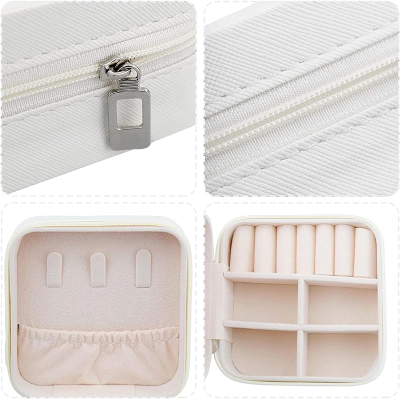 自定义生辰花迷你珠宝收纳盒 便携式旅行珠宝盒（白色） (4)