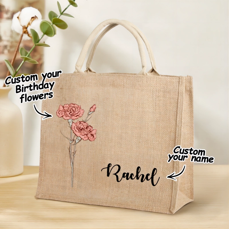 个性化定制亚麻手提袋-自定义刻字与生日花图案 (7) 个性化定制亚麻手提袋-自定义刻字与生日花图案 (7)