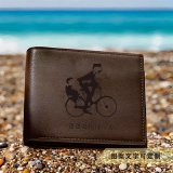个性化定制手绘图案和文字刻字钱包 棕色真皮钱包 父亲节礼物 (6)