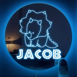 个性化定制恐龙主题幻彩RGB镜面灯-儿童卧室装饰夜灯