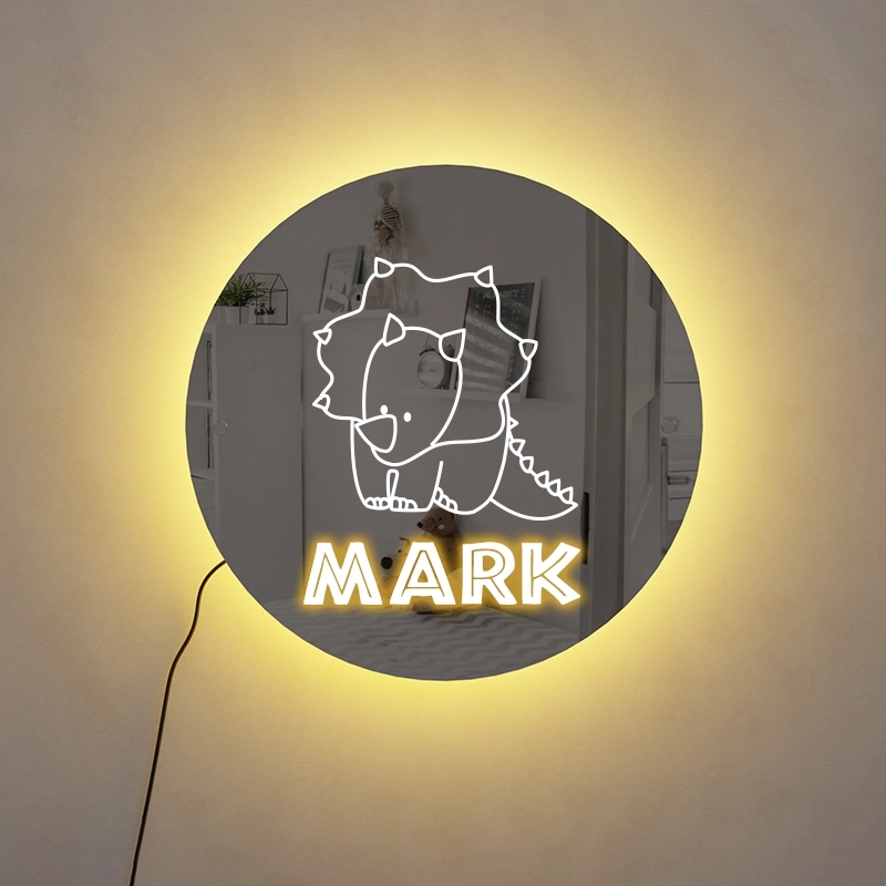 个性化定制恐龙主题幻彩RGB镜面灯-儿童卧室装饰夜灯 (2)