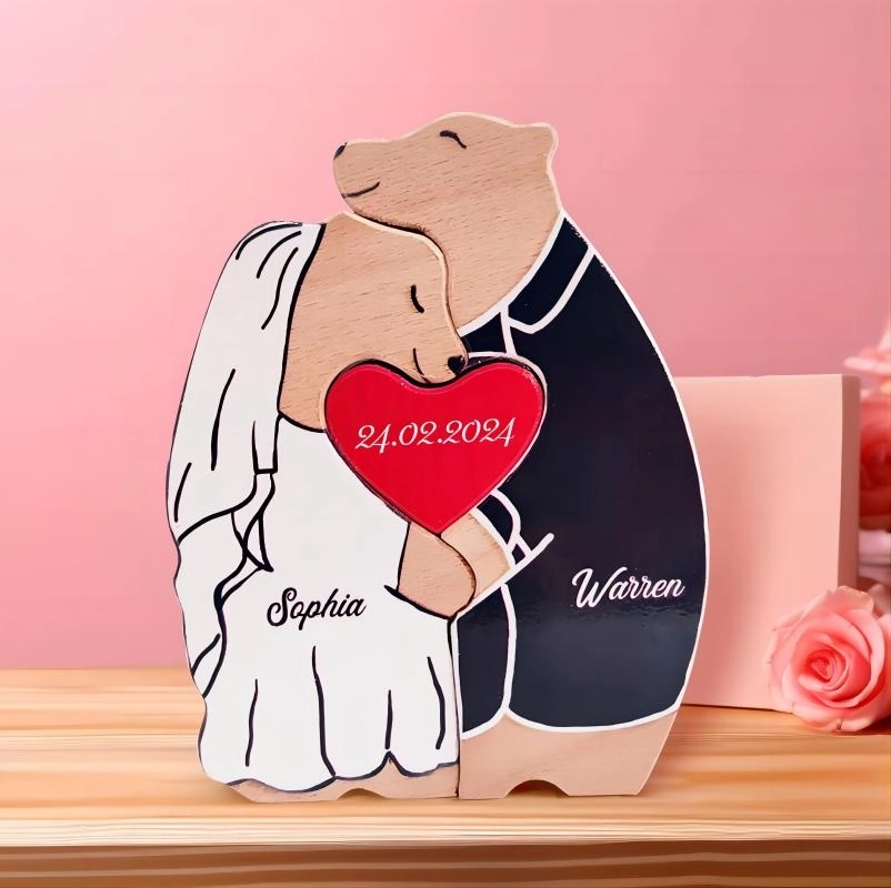 送给情侣的甜蜜礼物-UV打印定制刻字木制情侣拼图摆件 送给情侣的甜蜜礼物-UV打印定制刻字木制情侣拼图摆件