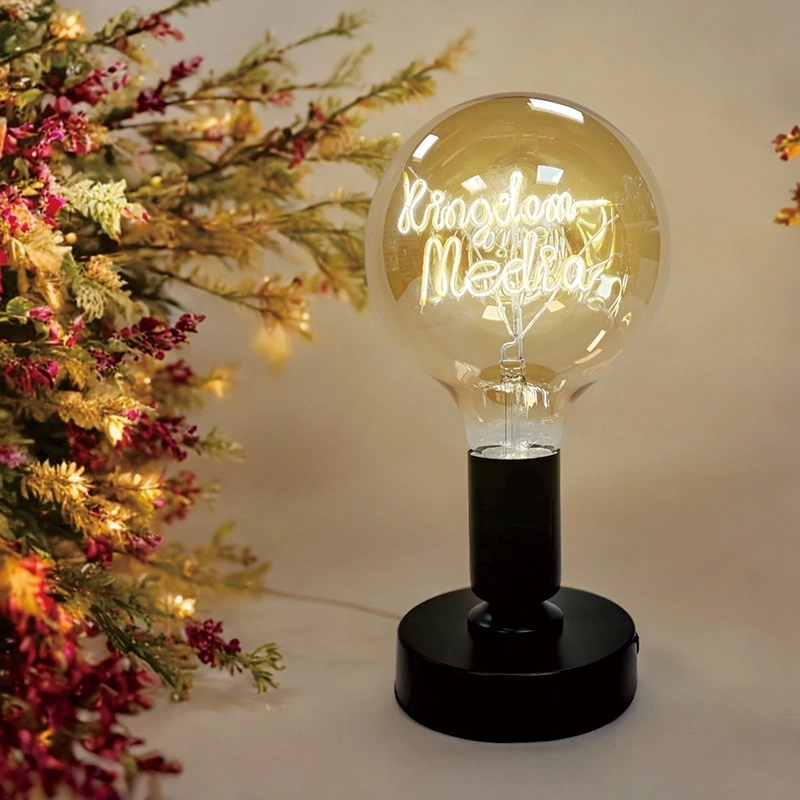 个性化定制字母灯泡-网红款黑色金属底座创意台灯 (2)