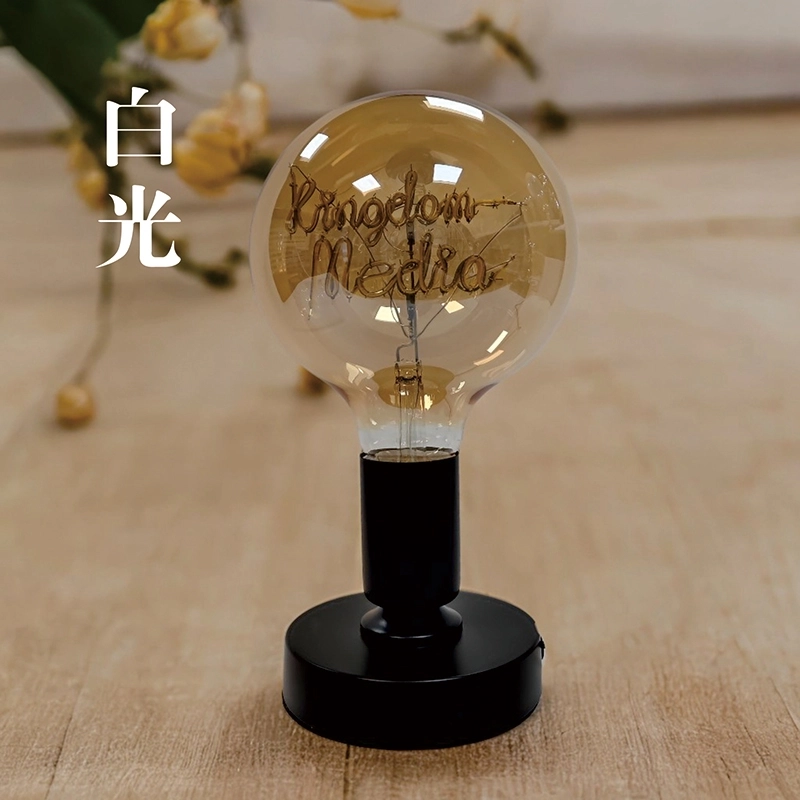 个性化定制字母灯泡-网红款黑色金属底座创意台灯 (3)