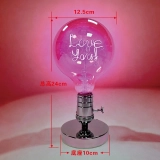 个性化定制粉色灯光字母灯泡-铬色复古底座创意台灯 (3)