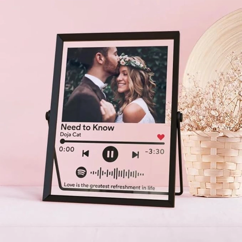 个性化 Spotify 代码照片相框 - 自定义带相片封面的亚克力音乐牌 - 独特的桌面装饰，送给她的定制礼物 (5)