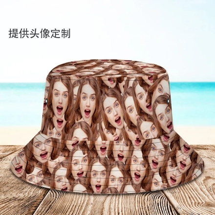 定制无缝脸部渔夫帽-男女通用个性化照片设计夏季旅行沙滩太阳帽