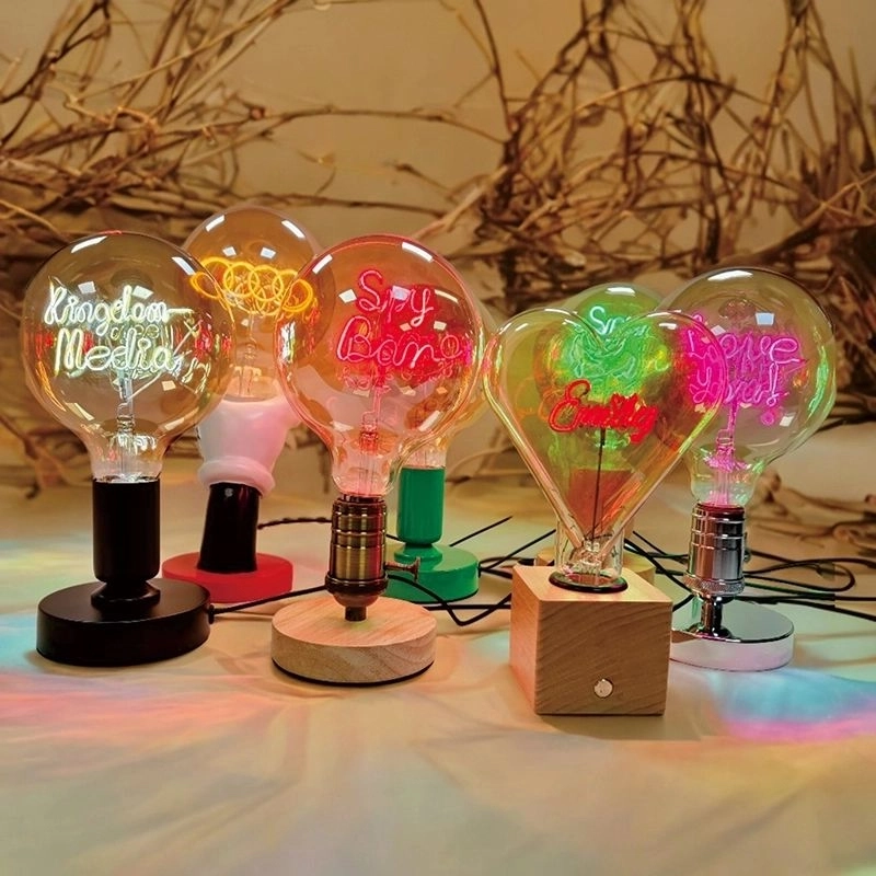 个性化定制灯泡字母灯-木质底座红酒杯外形创意台灯 (6)