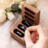 定制木质首饰盒-三孔戒指盒，适用于求婚、订婚、纪念日、婚礼仪式的专属礼物 (6)