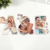 个性化拼图相框,带有我爱你的12个理由,定制照片情侣木制标志装饰品婚礼和房屋装饰,适合生日情人节（字母） (3)