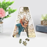 个性化拼图相框,带有我爱你的12个理由,定制照片情侣木制标志装饰品婚礼和房屋装饰,适合生日情人节（字母） (4)