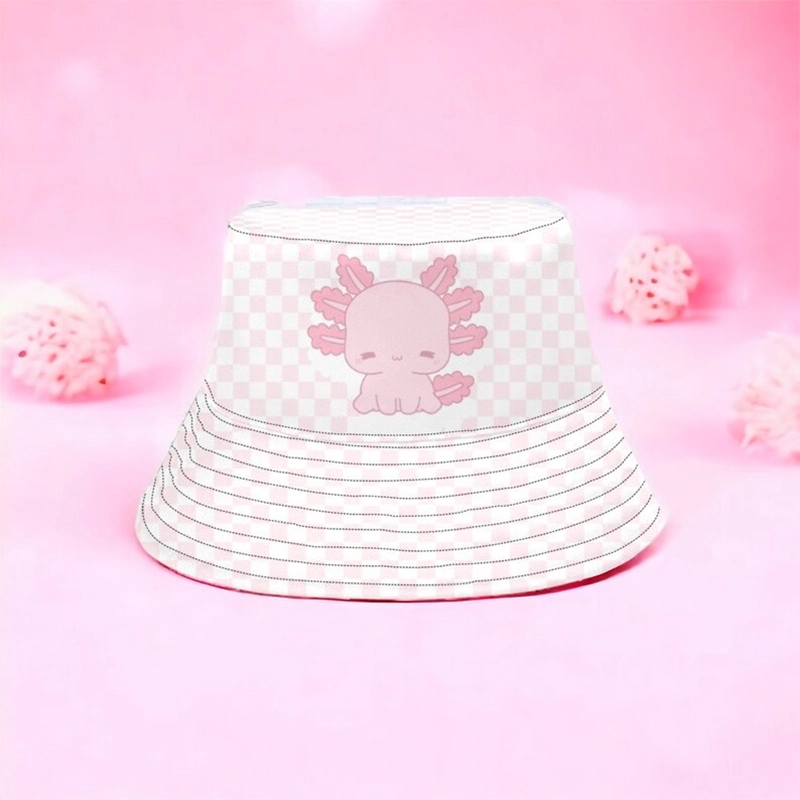 适合年轻女孩和女士的可爱蝾螈格子水桶帽-柔软舒适的动物艺术设计 (3) 适合年轻女孩和女士的可爱蝾螈格子水桶帽-柔软舒适的动物艺术设计 (3)