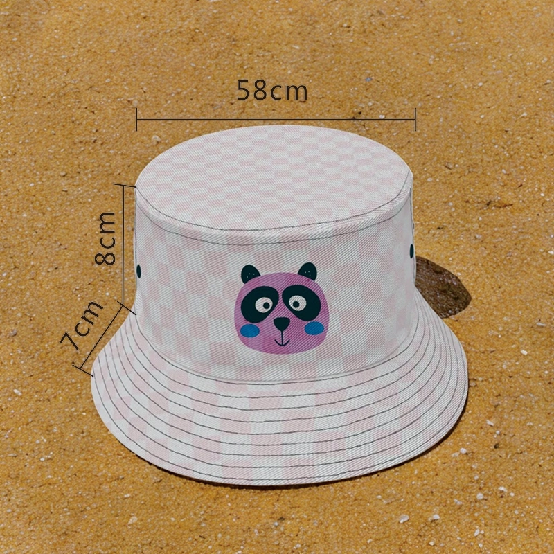 适合年轻女孩和女士的可爱蝾螈格子水桶帽-柔软舒适的动物艺术设计 (5)