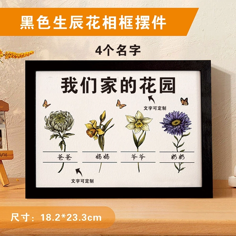 定制出生月份花园与孙子孙女的名字个性化木制相框奶奶的花园母亲节礼物 (4)