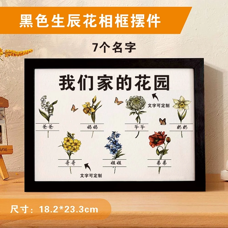 定制出生月份花园与孙子孙女的名字个性化木制相框奶奶的花园母亲节礼物 (7)