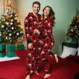 定制连体衣照片睡衣连体睡衣红黑格子连身裤家居服圣诞礼物 (2)