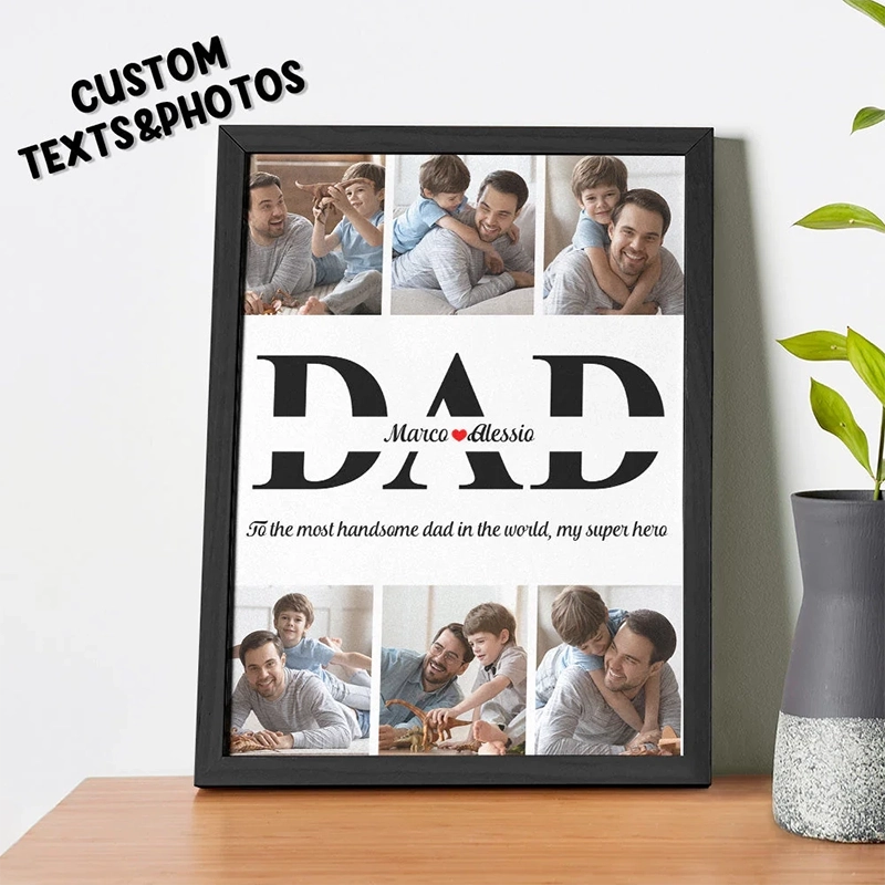 个性化珍贵照片木制相框，附上您的文字，送给爸爸的独特礼物 (3)