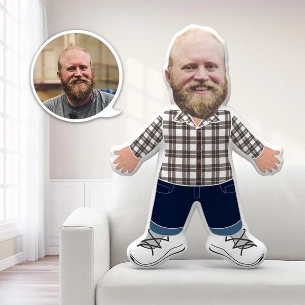 个性化枕头定制枕头脸堵嘴礼物格子衬衫抱枕情人节礼物给他 (2)