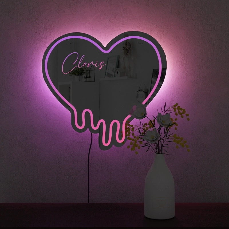 心形定制幻彩RGB镜面灯-浪漫氛围与个性表达的完美结合