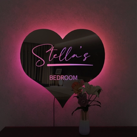 个性定制幻彩RGB心形镜面灯-室内浪漫氛围灯