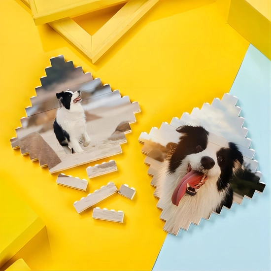 送给爱人的浪漫礼物-定制图案文字积木拼图,自定义单面印拼图摆件大棱形