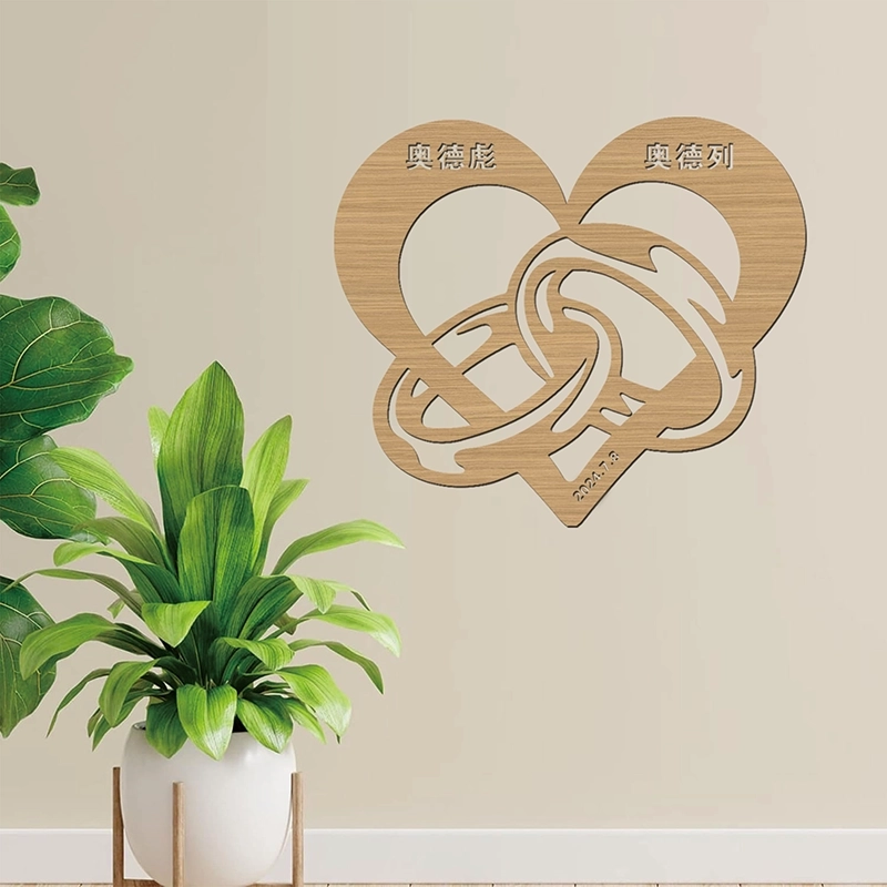 LED爱心礼品心形带环木质壁灯装饰夜灯个性化I结婚礼物I电池供电 (5)