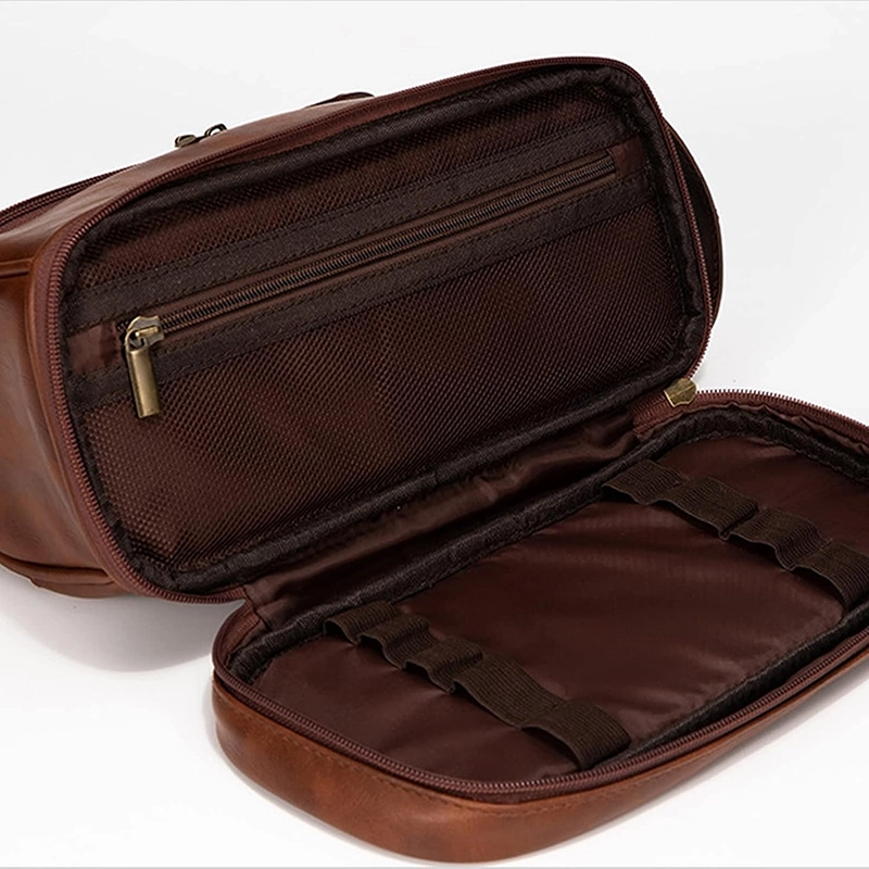 自定义红棕色男士洗漱包 旅行必备 悬挂设计 大容量多功能收纳包 (3) 自定义红棕色男士洗漱包 旅行必备 悬挂设计 大容量多功能收纳包 (3)
