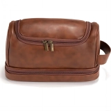 自定义红棕色男士洗漱包 旅行必备 悬挂设计 大容量多功能收纳包 (8)