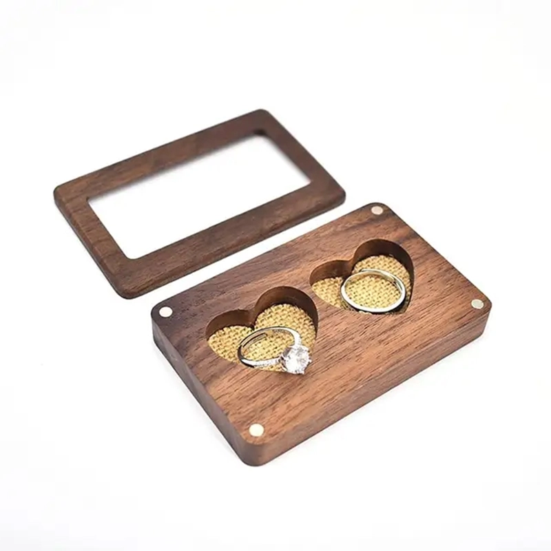 自定义木质开盖双戒指盒-手工雕刻心形戒指收纳盒 (4) 自定义木质开盖双戒指盒-手工雕刻心形戒指收纳盒 (4)