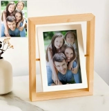 个性化定制原木色旋转相框摆件-创意家庭照片展示，定制专属回忆 (2)