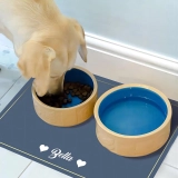 个性化刻字蓝色宠物餐垫 防水防滑宠物用餐垫 (2)