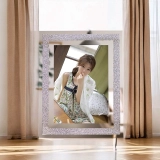 个性化定制玻璃镜面相框 - 闪耀水晶边框婚礼纪念摆件 (5)