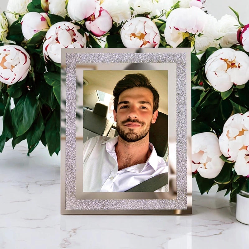 个性化定制玻璃镜面相框 - 闪耀水晶边框婚礼纪念摆件 (6)