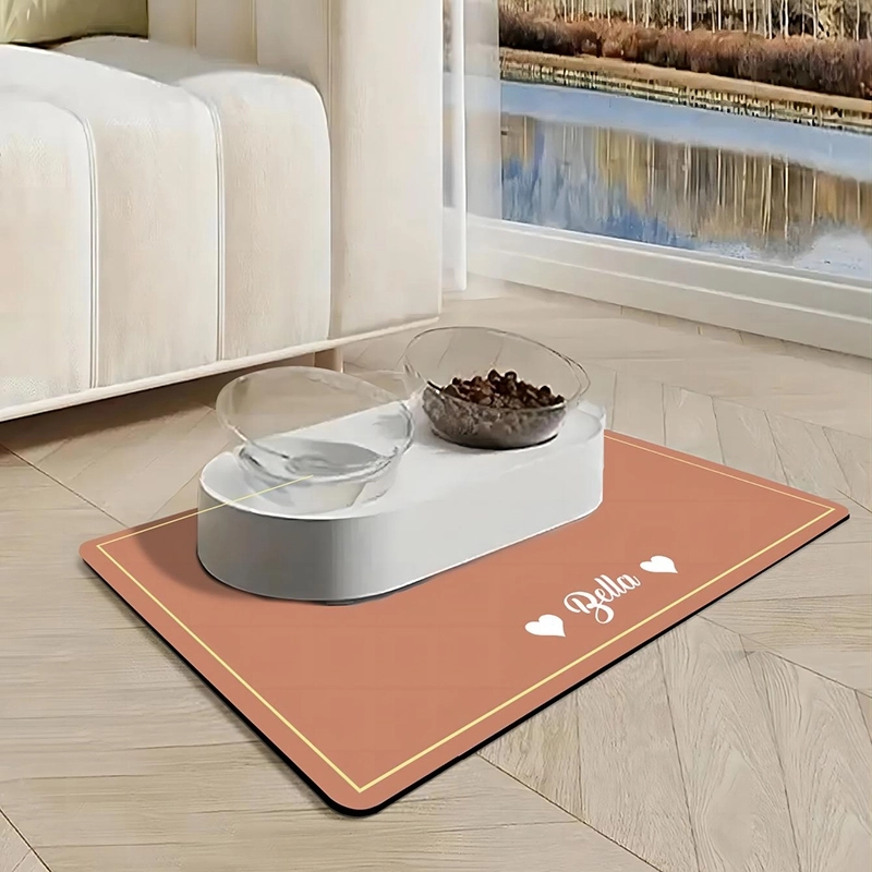 个性化刻字棕色宠物餐垫 防水防滑宠物用餐垫 (2) 个性化刻字棕色宠物餐垫 防水防滑宠物用餐垫 (2)