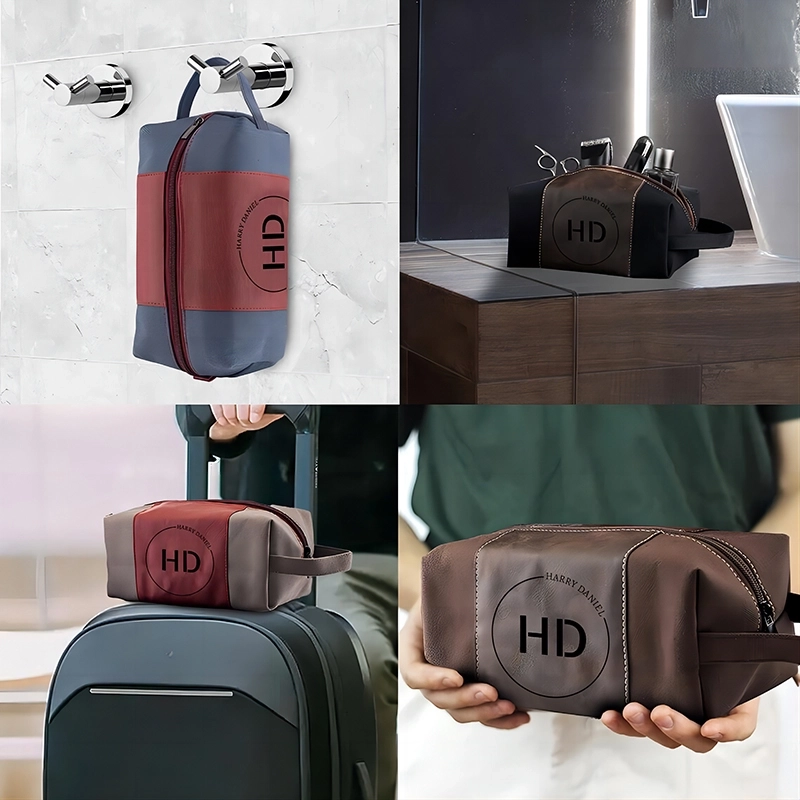 个性化刻字男士洗漱包 棕色皮革旅行收纳包 多功能便携化妆包 (8) 个性化刻字男士洗漱包 棕色皮革旅行收纳包 多功能便携化妆包 (8)