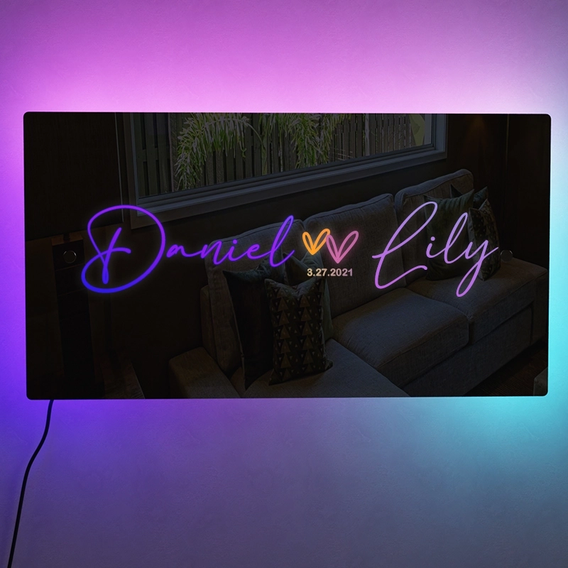 定制情侣名字幻彩RGB镜面灯-浪漫房间氛围装饰 定制情侣名字幻彩RGB镜面灯-浪漫房间氛围装饰