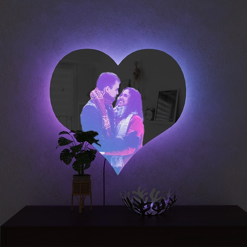 定制幻彩RGB心形镜面灯-个性化浪漫氛围灯