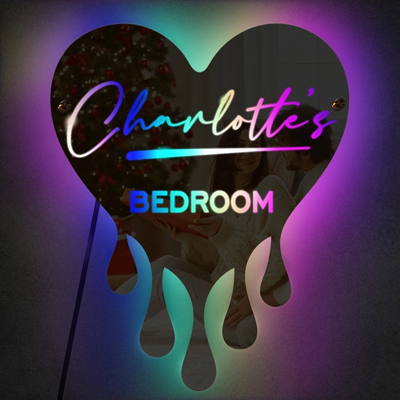 定制幻彩RGB心形镜面灯-个性化浪漫房间氛围灯 (2)