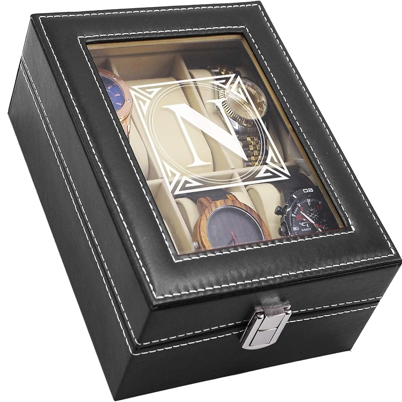 定制刻字6格手表收纳盒带玻璃展示窗-黑色高档手表收藏盒 (7) 定制刻字6格手表收纳盒带玻璃展示窗-黑色高档手表收藏盒 (7)
