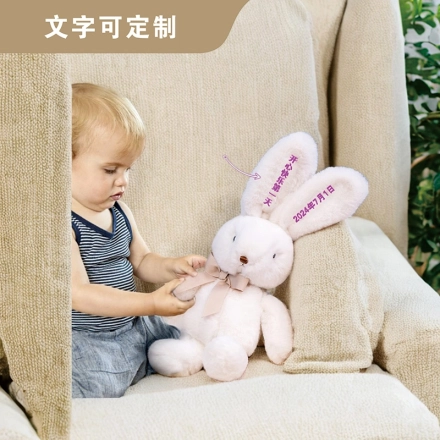 个性化定制白色刺绣兔子毛绒公仔
