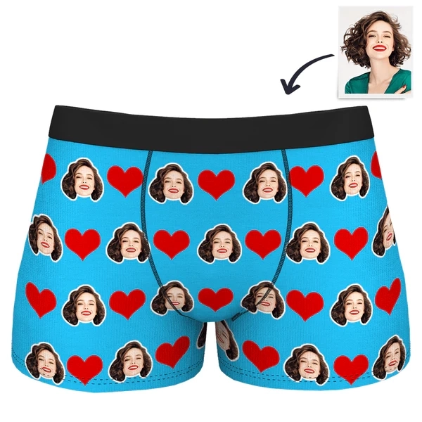 为男朋友心形定制平角生日礼物 - 5 种颜色